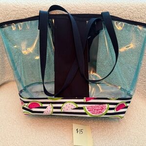 Thirty-One Transparent Tote with Watermelon Accents